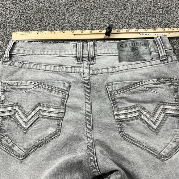 Salvage Jeans Mens 34x30 Gray Mayhem Regular Straight Light Wash Stretch Denim - Picture 5 of 10